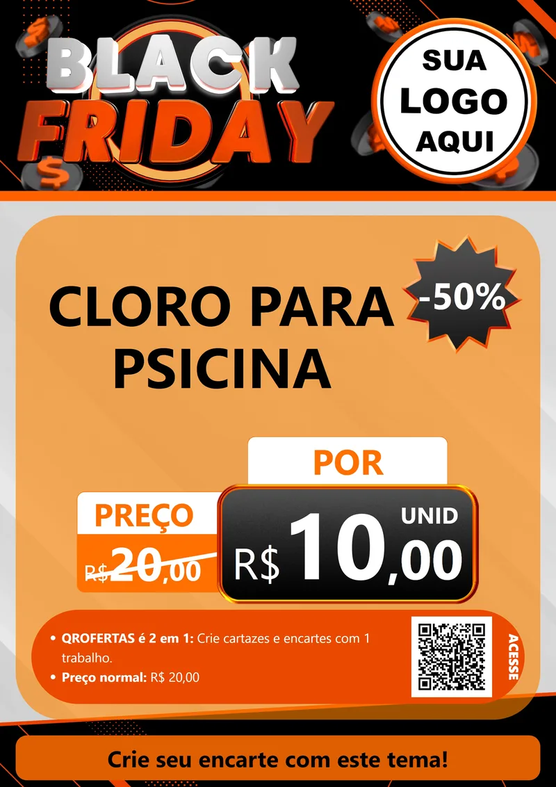 Modelo de Cartaz para Cartaz A4 Vertical com o tema Black Friday para Produtos para Piscina