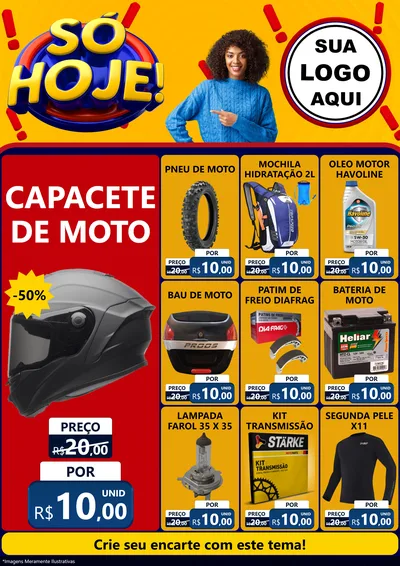 Modelo de Encarte para Encarte A4 Vertical com o tema Só Hoje! para Moto peças
