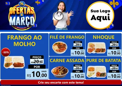 Modelo de Encarte para Encarte A4 Horizontal com o tema Ofertas de Março para Restaurante