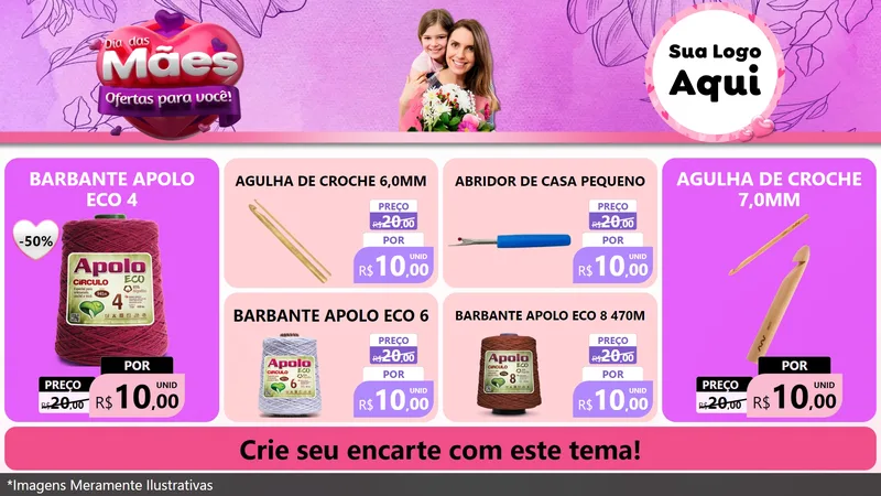 Modelo de TV para TV Horizontal com o tema Dia das Mães Ofertas para Você! para Armarinho e Aviamentos