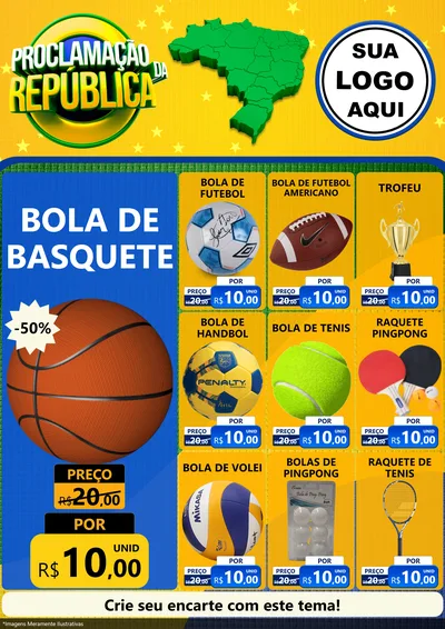 Modelo de Encarte para Encarte A4 Vertical com o tema Proclamação da República para Artigos Esportivos
