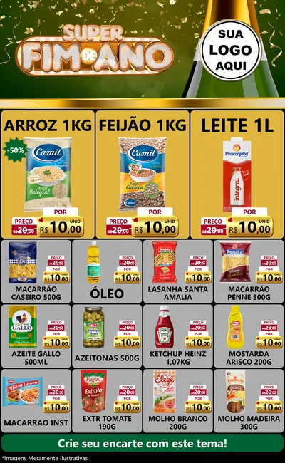 Modelo de Encarte para Encarte Grande com o tema Super Fim de Ano para Supermercado