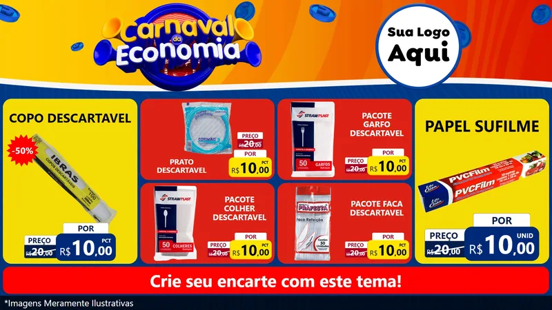 Modelo de TV para TV Horizontal com o tema Carnaval da Economia para Embalagens