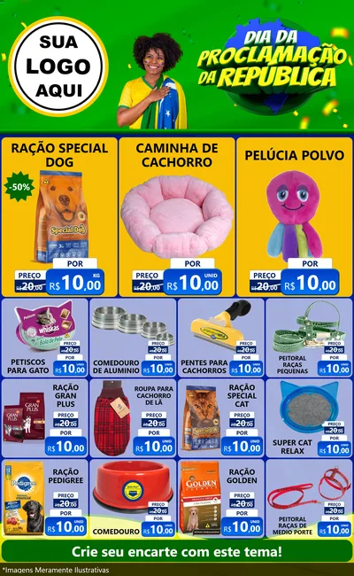 Modelo de Encarte para Encarte Grande com o tema Dia Da Proclamação Da República para Pet Shop