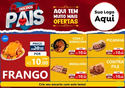 Modelo de Encarte para Encarte A4 Horizontal com o tema Dia dos Pais para Assados