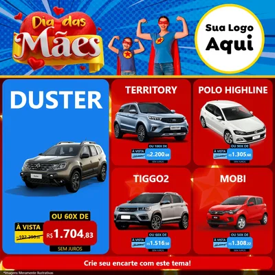 Modelo de Rede Social para Feed Facebook com o tema Dia das Mães para Concessionaria de Carros