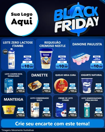 Modelo de Rede Social para Feed Instagram com o tema Black Friday para Frios e Laticínios