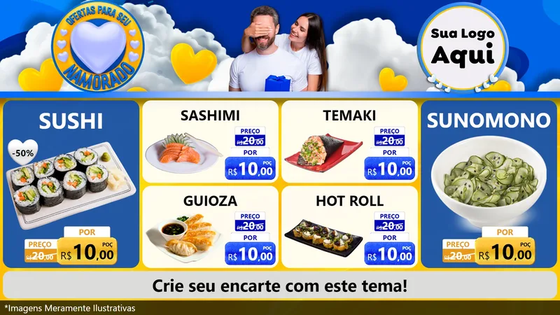 Modelo de TV para TV Horizontal com o tema Ofertas Para Seu Namorado para Comida japonesa