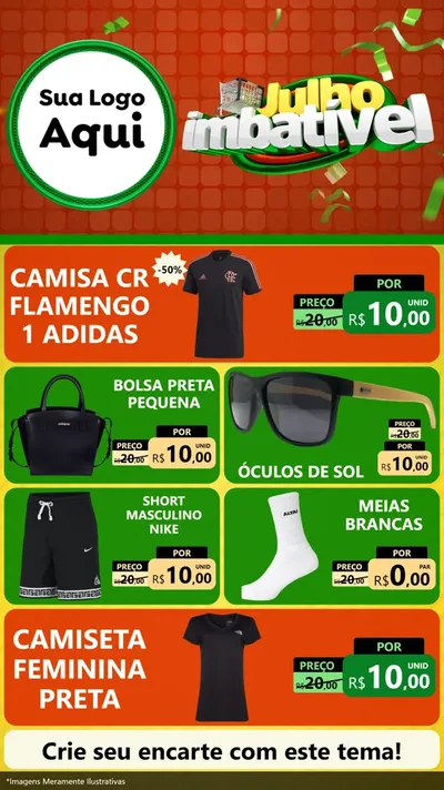 Modelo de TV para TV Vertical com o tema Julho Imbatível para Roupas e acessórios
