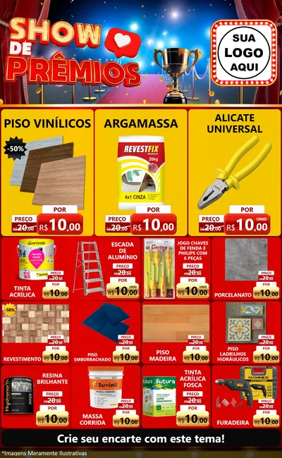 Modelo de Encarte para Encarte Grande com o tema Show de Prêmios para Material para Construção