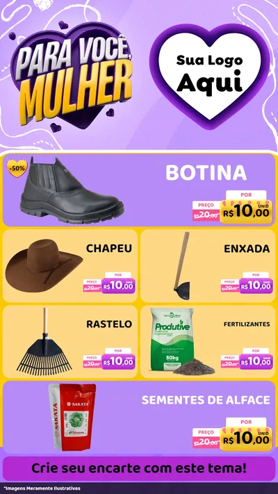 Modelo de TV para TV Vertical com o tema Para Você, Mulher para Agropecuária