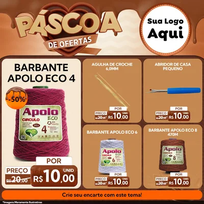 Modelo de Rede Social para Feed Facebook com o tema Páscoa de Ofertas para Armarinho e Aviamentos