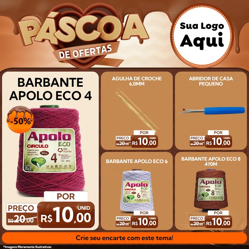 Modelo de Rede Social para Feed Facebook com o tema Páscoa de Ofertas para Armarinho e Aviamentos
