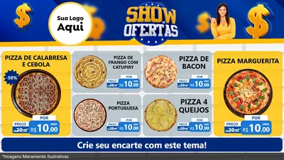 Modelo de TV para TV Horizontal com o tema Show de Ofertas para Pizzaria