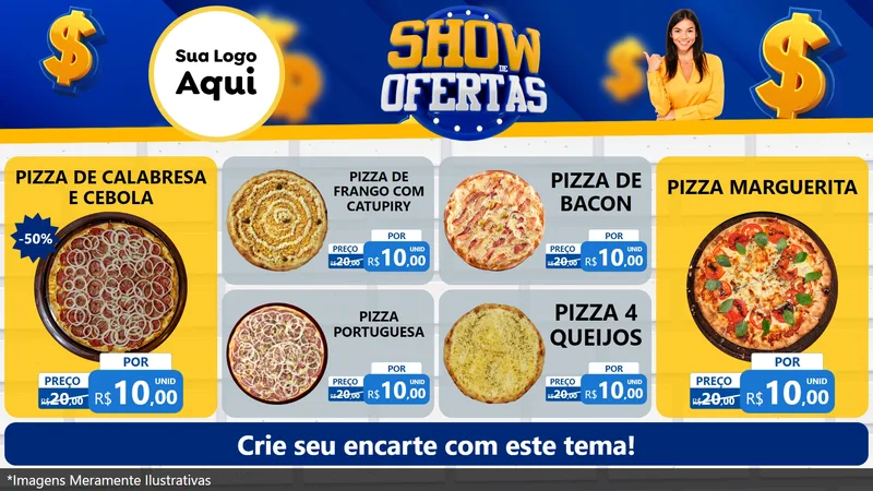 Modelo de TV para TV Horizontal com o tema Show de Ofertas para Pizzaria