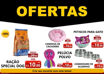 Modelo de Encarte para Encarte A4 Horizontal com o tema Ofertas Preto e Vermelho Cartaz para Pet Shop