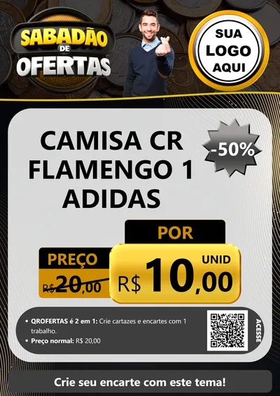 Modelo de Cartaz para Cartaz A4 Vertical com o tema Sabadão de Ofertas para Roupas e acessórios