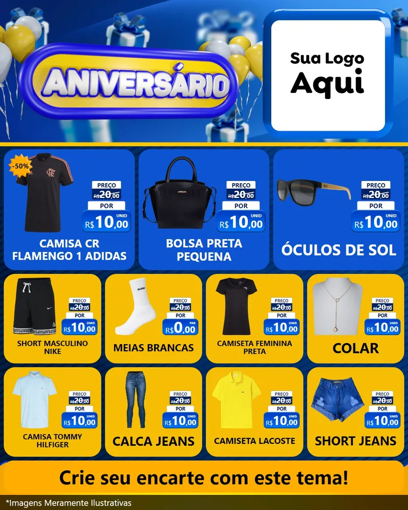 Modelo de Rede Social para Feed Instagram com o tema Aniversário para Roupas e acessórios