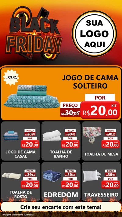 Modelo de Rede Social para Stories com o tema Black Friday para Cama, Mesa e Banho