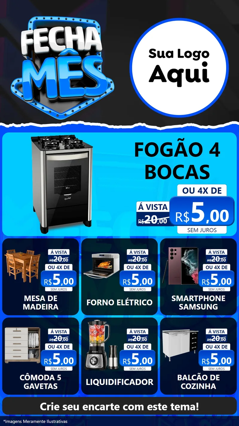 Modelo de Rede Social para Stories com o tema Fecha Mês para Móveis e Eletro