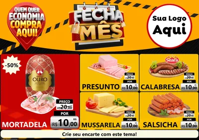 Modelo de Encarte para Encarte A4 Horizontal com o tema Fecha Mês para Frios e Laticínios