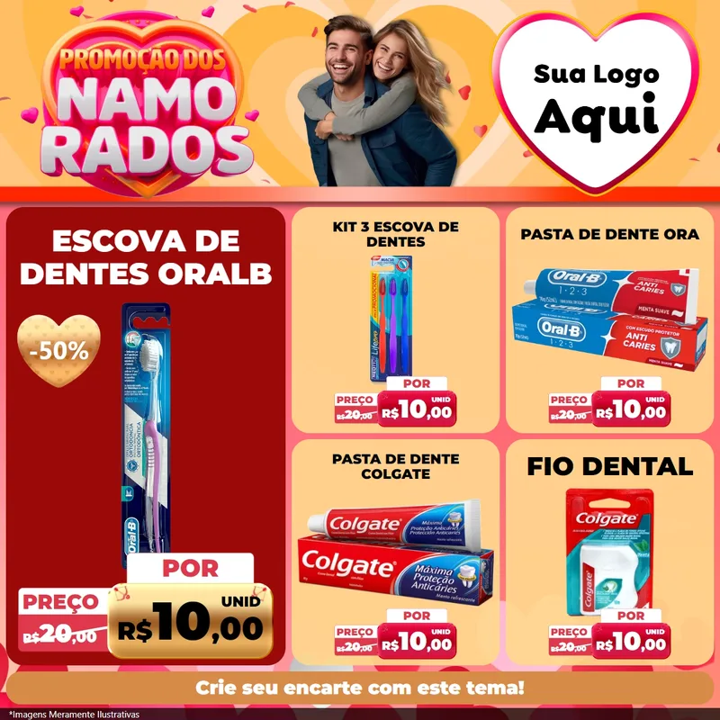 Modelo de Rede Social para Feed Facebook com o tema Promoção dos Namorados para Higiene Pessoal