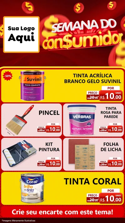 Modelo de TV para TV Vertical com o tema Semana do Consumidor para Tintas e Ferramentas