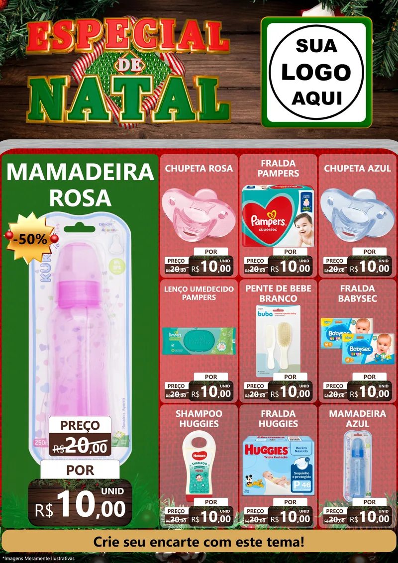 Modelo de Encarte para Encarte A4 Vertical com o tema Especial de Natal para Bebês