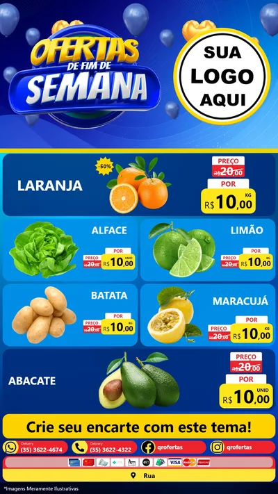 Modelo de TV para TV Vertical com o tema Ofertas de Fim de Semana para Hortifrúti