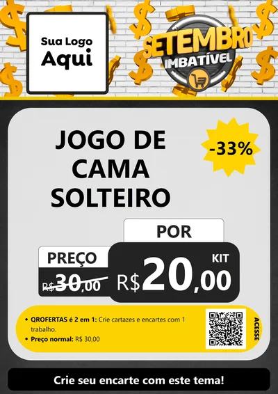 Modelo de Cartaz para Cartaz A4 Vertical com o tema Setembro Imbatível para Cama, Mesa e Banho