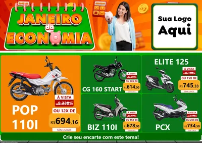 Modelo de Encarte para Encarte A4 Horizontal com o tema Janeiro da Economia para Concessionaria de Motos