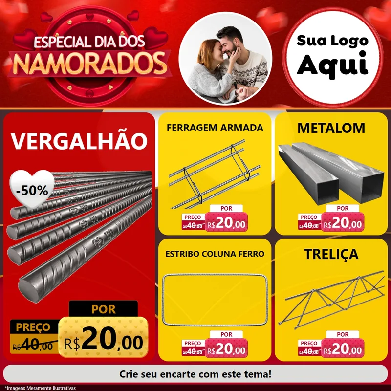 Modelo de Rede Social para Feed Facebook com o tema Especial Dia Dos Namorados para Ferragens