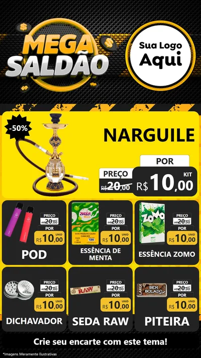 Modelo de Rede Social para Stories com o tema Mega Saldão para Tabacaria
