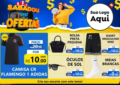 Modelo de Encarte para Encarte A4 Horizontal com o tema Sabadou de Ofertas para Roupas e acessórios
