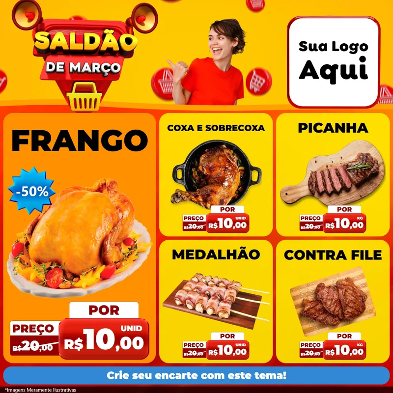 Modelo de Rede Social para Feed Facebook com o tema Saldão de Março para Assados