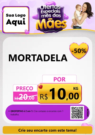 Modelo de Cartaz para Cartaz A4 Vertical com o tema Ofertas Especiais - Mês das Mães para Frios e Laticínios