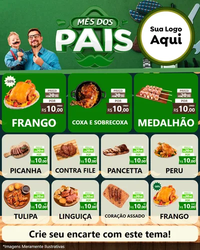 Modelo de Rede Social para Feed Instagram com o tema Mês dos Pais para Assados