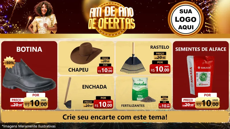 Modelo de TV para TV Horizontal com o tema Fim de Ano de Ofertas para Agropecuária