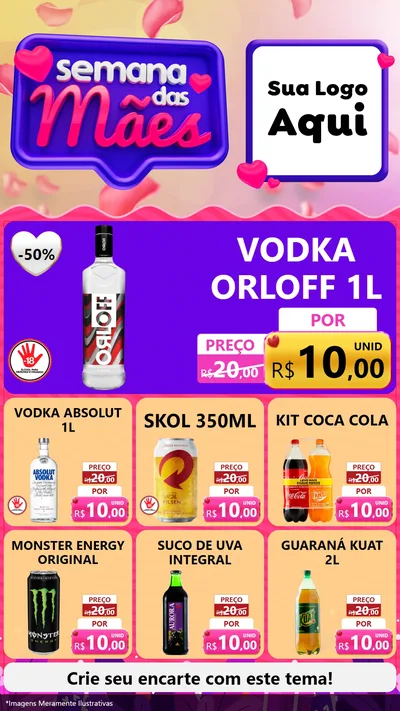 Modelo de Rede Social para Stories com o tema Semana das Mães para Distribuidora de bebidas