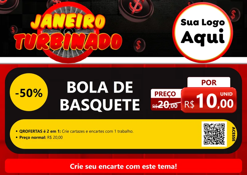 Modelo de Cartaz para Cartaz A4 Horizontal com o tema Janeiro Turbinado para Artigos Esportivos