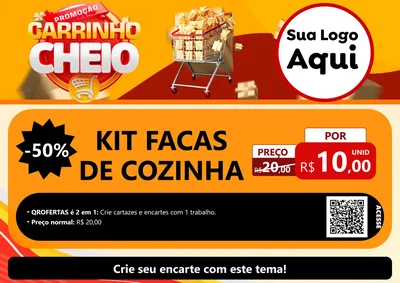 Modelo de Cartaz para Cartaz A4 Horizontal com o tema Promoção carrinho cheio para Utilidades Domésticas