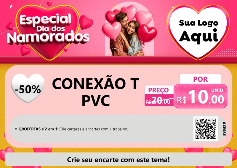 Modelo de Cartaz para Cartaz A4 Horizontal com o tema Especial Dia dos Namorados para Tubos e conexões