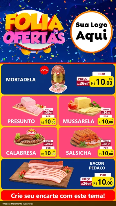 Modelo de TV para TV Vertical com o tema Folia de Ofertas para Frios e Laticínios