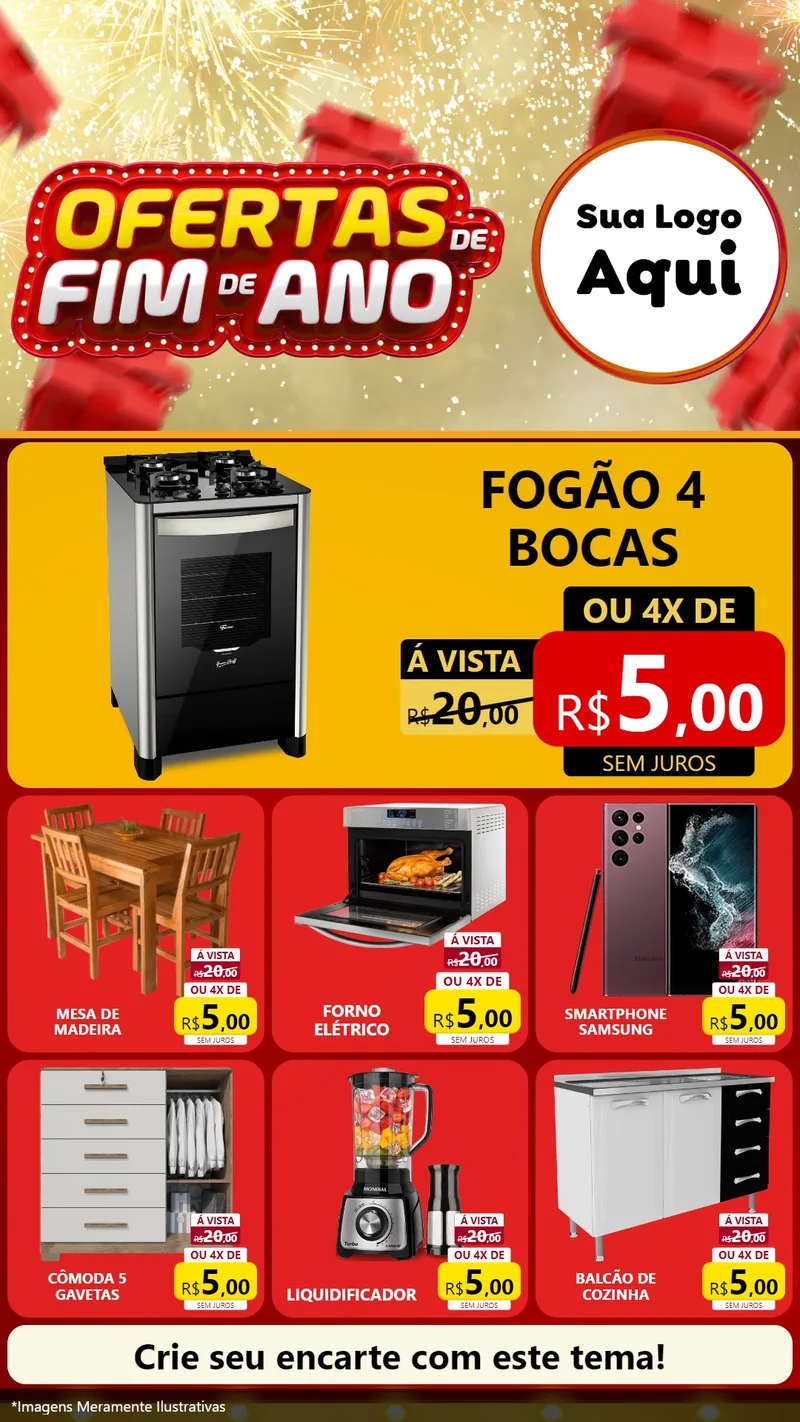 Modelo de Rede Social para Stories com o tema Ofertas de Fim de Ano para Móveis e Eletro