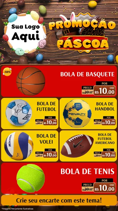 Modelo de TV para TV Vertical com o tema Promoção Páscoa para Artigos Esportivos