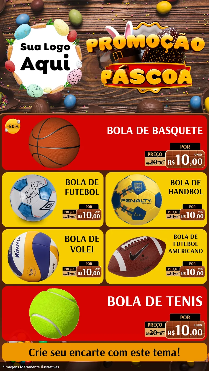 Modelo de TV para TV Vertical com o tema Promoção Páscoa para Artigos Esportivos