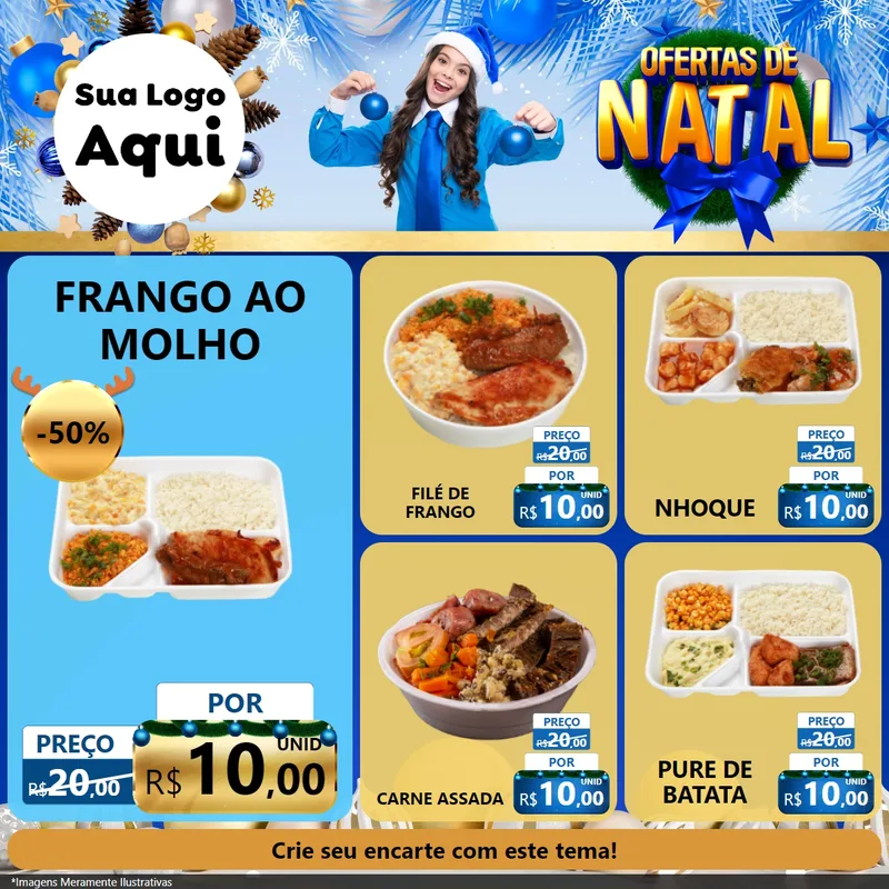 Modelo de Rede Social para Feed Facebook com o tema Ofertas de Natal para Restaurante