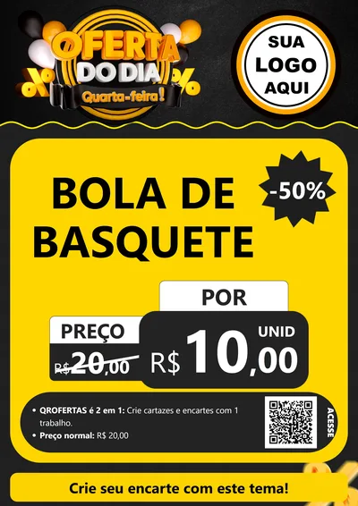 Modelo de Cartaz para Cartaz A4 Vertical com o tema Oferta do Dia - Quarta Feira! para Artigos Esportivos
