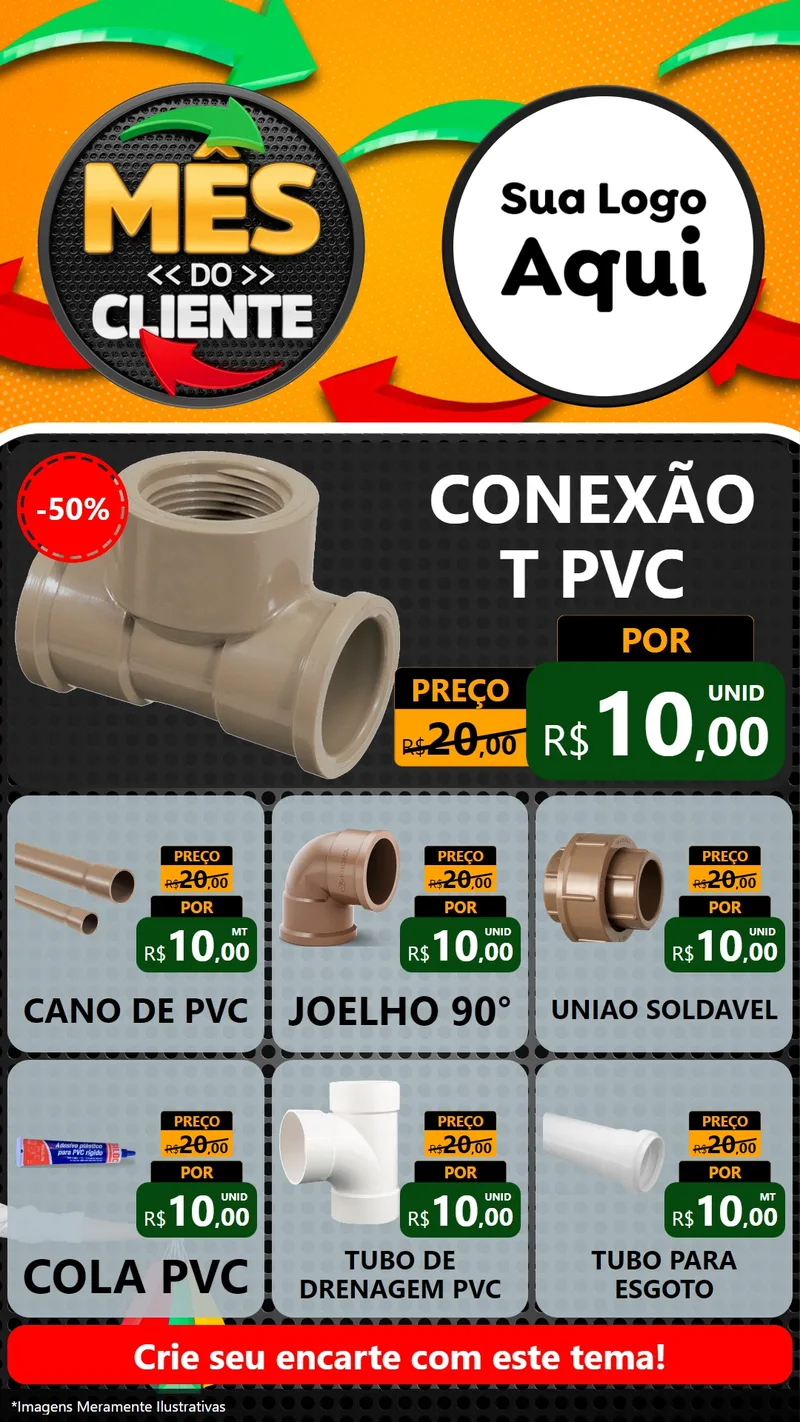 Modelo de Rede Social para Stories com o tema Mês do Cliente para Tubos e conexões
