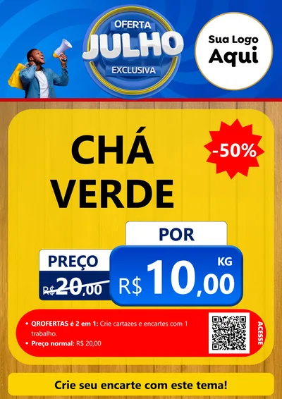 Modelo de Cartaz para Cartaz A4 Vertical com o tema Oferta Exclusiva, Julho para Produtos Naturais